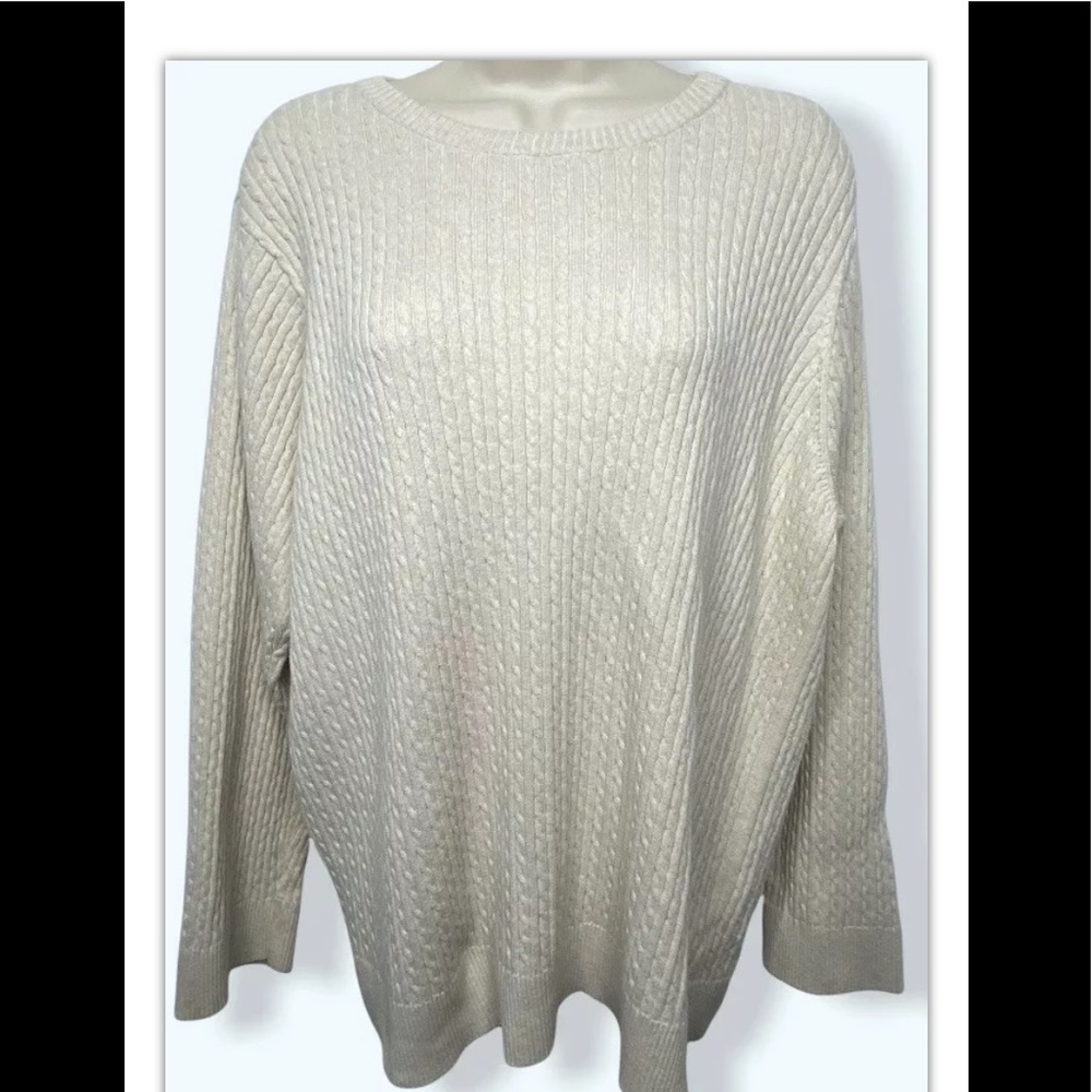 Jeanne Pierre Woman Women’s Cable Knit Sweater 3X Cream Long Sleeves Crew Neck